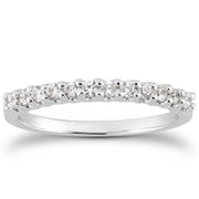 Bids.com 14k White Gold Fancy U Setting Shared Prong Diamond Wedding Ring Band Rings