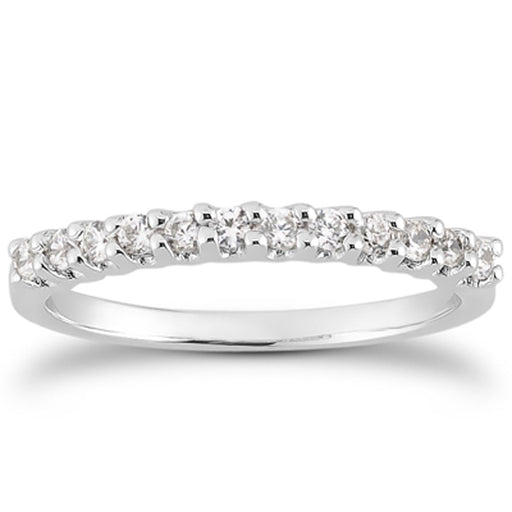 Bids.com 14k White Gold Fancy U Setting Shared Prong Diamond Wedding Ring Band Rings