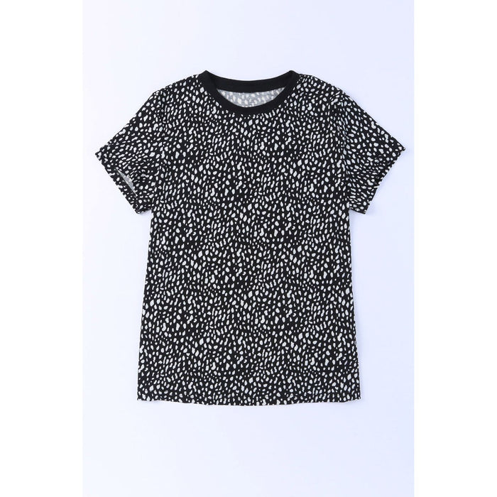 Animal Print Round Neck Short Sleeve T-Shirt