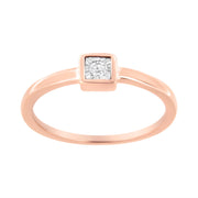 Bids.com 14K Rose Gold Plated .925 Sterling Silver 1/20 cttw Miracle Set Diamond Promise Ring (J-K Color, I1-I2 Clarity) - Size 6 Rings
