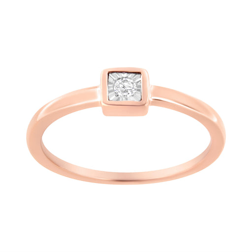 Bids.com 14K Rose Gold Plated .925 Sterling Silver 1/20 cttw Miracle Set Diamond Promise Ring (J-K Color, I1-I2 Clarity) - Size 6 Rings