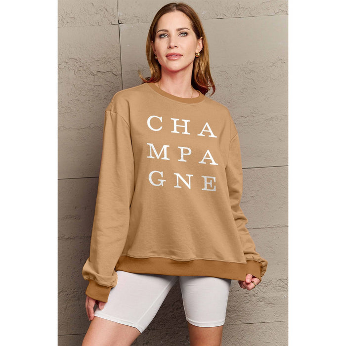 Simply Love CHAMPAGNE Graphic Long Sleeve Sweatshirt