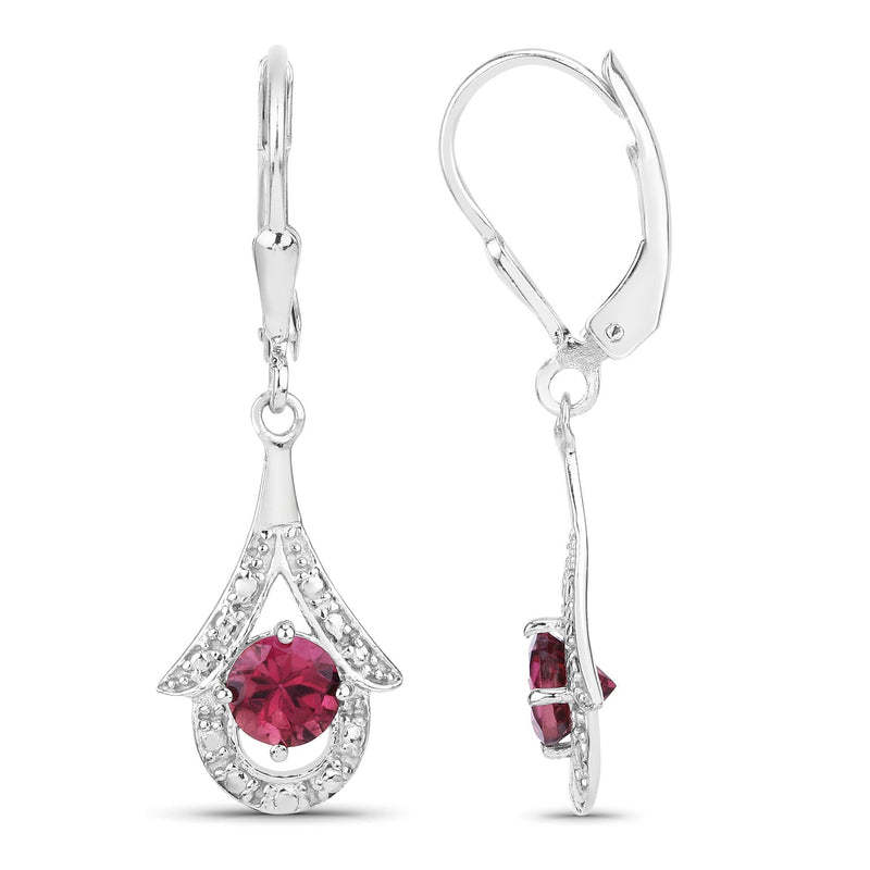 Bids.com 1.20 Carat Genuine Pink Tourmaline .925 Sterling Silver Earrings Earrings