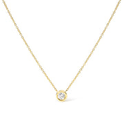 Bids.com 2 Micron 14K Rose Gold Plated Sterling Silver Bezel-Set Diamond Solitaire Pendant Necklace (1/3 cttw, H-I Color, I1-I2 Clarity) Necklaces