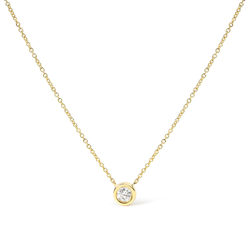 Bids.com 2 Micron 14K Rose Gold Plated Sterling Silver Bezel-Set Diamond Solitaire Pendant Necklace (1/3 cttw, H-I Color, I1-I2 Clarity) Necklaces