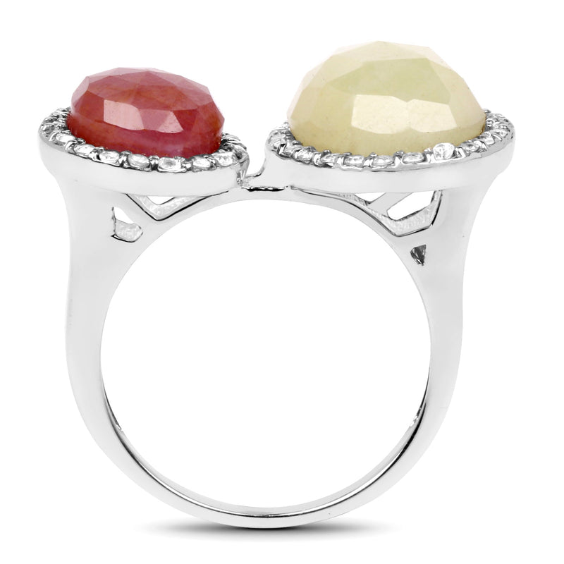 Bids.com 8.86 Carat Genuine Pink Sapphire and Sapphire White .925 Sterling Silver Ring Rings
