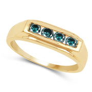 Bids.com 14K Yellow Gold Plated 0.48 Carat Genuine Blue Diamond .925 Sterling Silver Ring Rings
