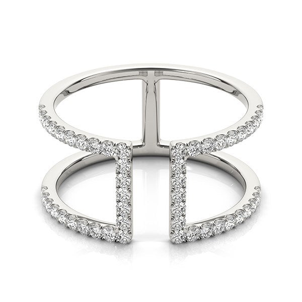 Bids.com 14k White Gold Modern Dual Band Style Diamond Ring (1/2 cttw) Rings