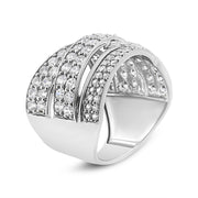 Bids.com .925 Sterling Silver 2.00 Cttw Round-Cut Diamond Overlapping Bypass Band Ring (I-J Color, I2-I3 Clarity) - Ring Size 7 Rings
