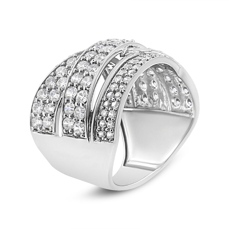 Bids.com .925 Sterling Silver 2.00 Cttw Round-Cut Diamond Overlapping Bypass Band Ring (I-J Color, I2-I3 Clarity) - Ring Size 7 Rings