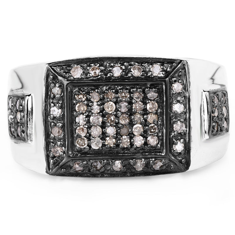 Bids.com 0.52 Carat Genuine Champagne Diamond .925 Sterling Silver Ring Rings