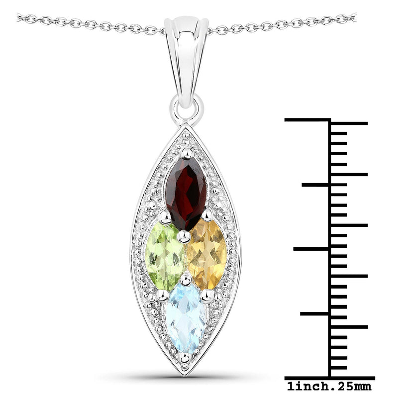 Bids.com 2.35 Carat Genuine Multi Stones .925 Sterling Silver Pendant Pendants