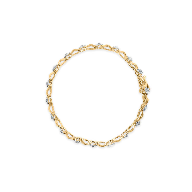 Bids.com 10k Yellow Gold 1.00 Cttw Round-Cut Diamond Floral S-Link 7.50" Bracelet (I-J Color, I2-I3 Clarity) Bracelets