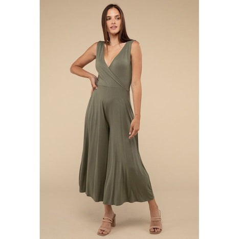 Surplice Neckline Sleeveless Jumpsuit