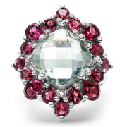 Bids.com 8.61 Carat Genuine Green Amethyst & Rhodolite .925 Sterling Silver Ring Rings