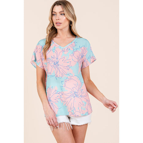 BOMBOM Floral Short Sleeve T-Shirt