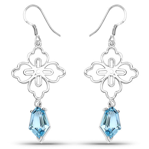 Bids.com 12.82 Carat Genuine Swiss Blue Topaz .925 Sterling Silver Earrings Earrings