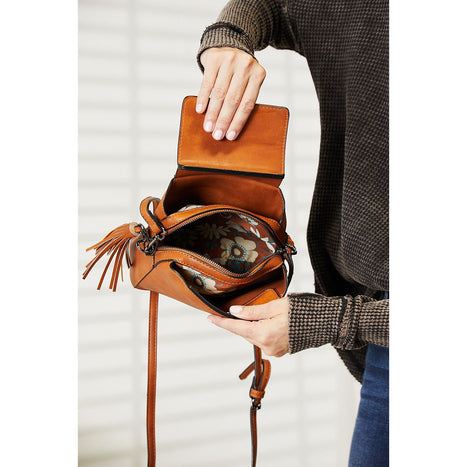 Shomico PU Leather Crossbody Bag with Tassel