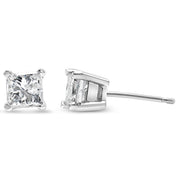Bids.com AGS Certified 2/5 Cttw Princess Cut Diamond 14K White Gold 4-Prong Solitaire Square Stud Earrings (L-M Color, I1-I2 Clarity) Earrings