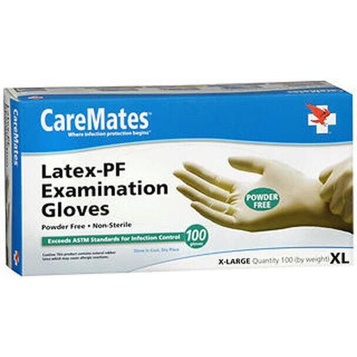 CareMates CareMates Latex Exam Gloves Powder Free Non Sterile  X- Large 100Ct Gloves & Mittens White Smoke