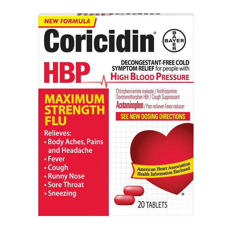 Coricidin Coricidin HBP Maximum Strength Flu Tablets 10 ct Medicine & Drugs White Smoke