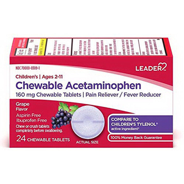 Leader Leader Children’s Acetaminophen 24 Chewable Tablets Medicine & Drugs