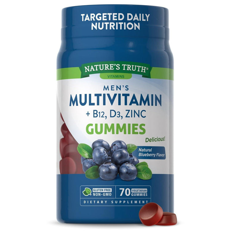 Nature's Truth Nature's Truth Men's Multivitamin + B-12, D3, Zinc Vegetarian Gummies - Natural Blueberry Flavor 70ct Vitamins & Supplements White Smoke