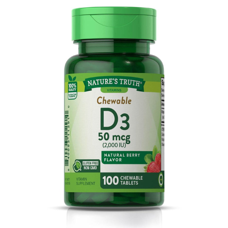 Nature's Truth Nature's Truth Vitamins 50 Mcg  Berry Flavor Vitamin D3 100 Tablets Vitamins & Supplements