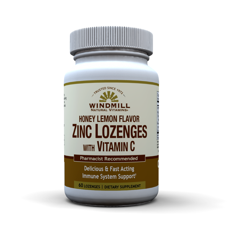 Windmill Health Products Windmill Health Products Zinc Lozenges W/ Vitamin C Honey Lemon 60 Lozenge Vitamins & Supplements White Smoke