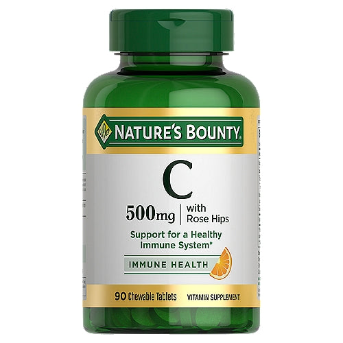 Nature's Bounty Nature's Bounty Vitamin C-500 Mg With Rose Hips Chewable Natural Orange Flavor - 90 Tablets Vitamins & Supplements White Smoke