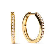 Bids.com 10K Yellow Gold 1/2 Cttw Round-Cut Diamond Hoop Earrings (I-J Color, I2-I3 Clarity) Earrings
