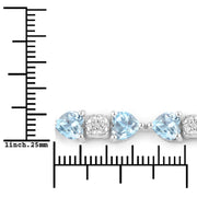 Bids.com 11.10 Carat Genuine Blue Topaz and White Diamond .925 Sterling Silver Bracelet Bracelets