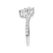 Bids.com 10K White Gold Two-Stone Miracle-Set Diamond Bypass Ring (1 Cttw, H-I Color, I1-I2 Clarity) - Size 6 Rings