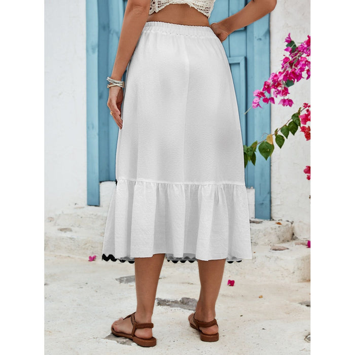 Tied Contrast Trim High Waist Skirt