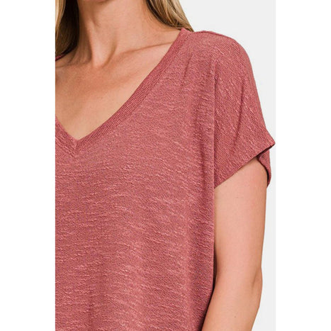 Zenana V-Neck Short Sleeve Crop T-Shirt