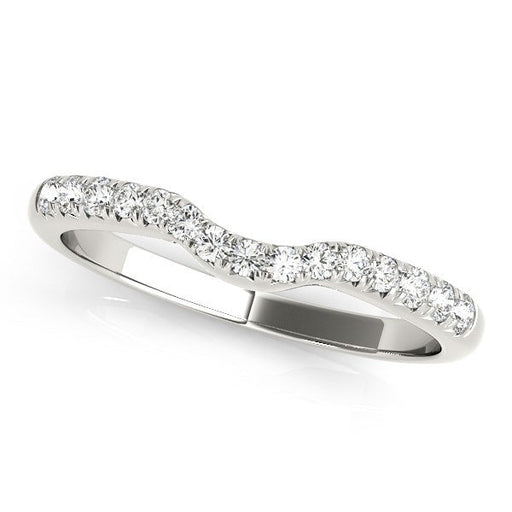 Bids.com 14k White Gold Pave Set Curved Diamond Wedding Band (1/5 cttw) Rings