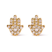Bids.com 10K Yellow Gold Diamond Accented Hamsa Stud Earrings (H-I Color, I1-I2 Clarity) Earrings