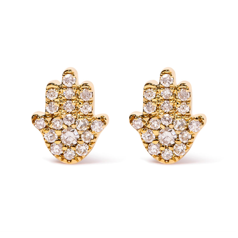 Bids.com 10K Yellow Gold Diamond Accented Hamsa Stud Earrings (H-I Color, I1-I2 Clarity) Earrings