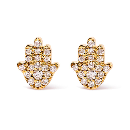 Bids.com 10K Yellow Gold Diamond Accented Hamsa Stud Earrings (H-I Color, I1-I2 Clarity) Earrings