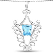 Bids.com 5.68 Carat Genuine Swiss Blue Topaz .925 Sterling Silver Pendant Pendants