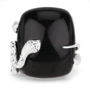 Bids.com 21.04 Carat Genuine Black Onyx and White Topaz .925 Sterling Silver Ring Rings