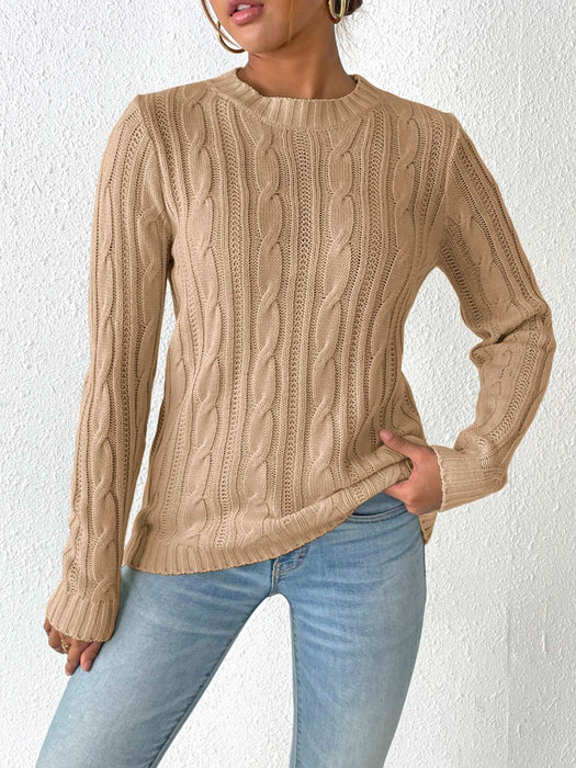 Cable-Knit Round Neck Sweater