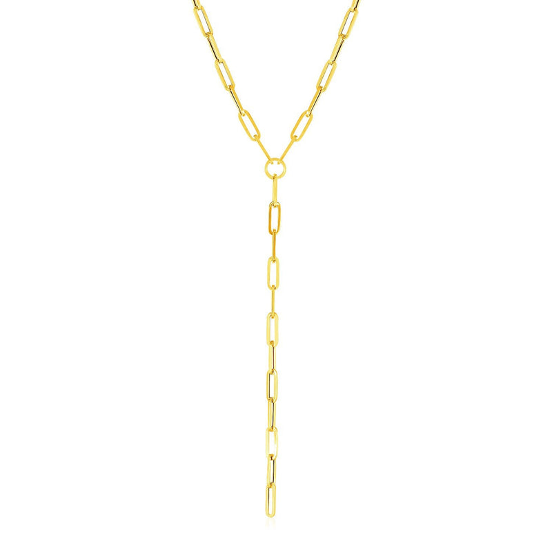 Bids.com 14k Yellow Gold Paperclip Chain Lariat Necklace Necklaces