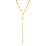 Bids.com 14k Yellow Gold Paperclip Chain Lariat Necklace Necklaces