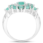 Bids.com 2.37 Carat Genuine Emerald .925 Sterling Silver Ring Rings