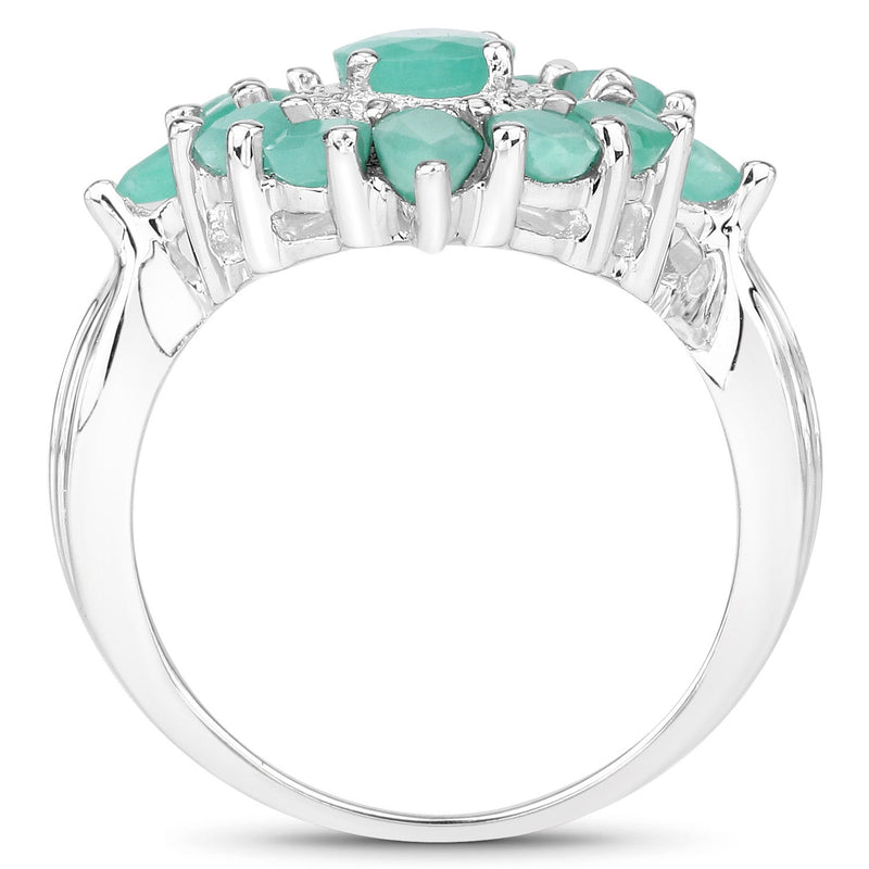 Bids.com 2.37 Carat Genuine Emerald .925 Sterling Silver Ring Rings