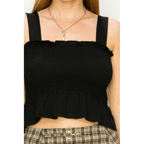 Trend Times Smocked Ruffled Crop Top