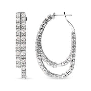 Bids.com 14K White Gold 4.0 Cttw Diamond Asymmetrical Inside Out Double-Hoop Earrings (I-J Color, I1-I2 Clarity) Earrings