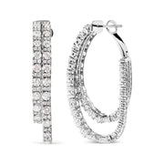 Bids.com 14K White Gold 4.0 Cttw Diamond Asymmetrical Inside Out Double-Hoop Earrings (I-J Color, I1-I2 Clarity) Earrings
