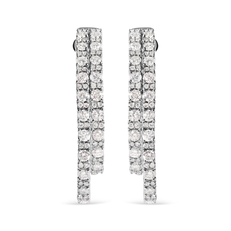 Bids.com 14K White Gold 4.0 Cttw Diamond Asymmetrical Inside Out Double-Hoop Earrings (I-J Color, I1-I2 Clarity) Earrings